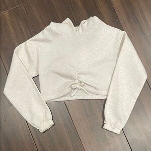 Girls One Step Ahead Heather Cream Cropped Hoodie